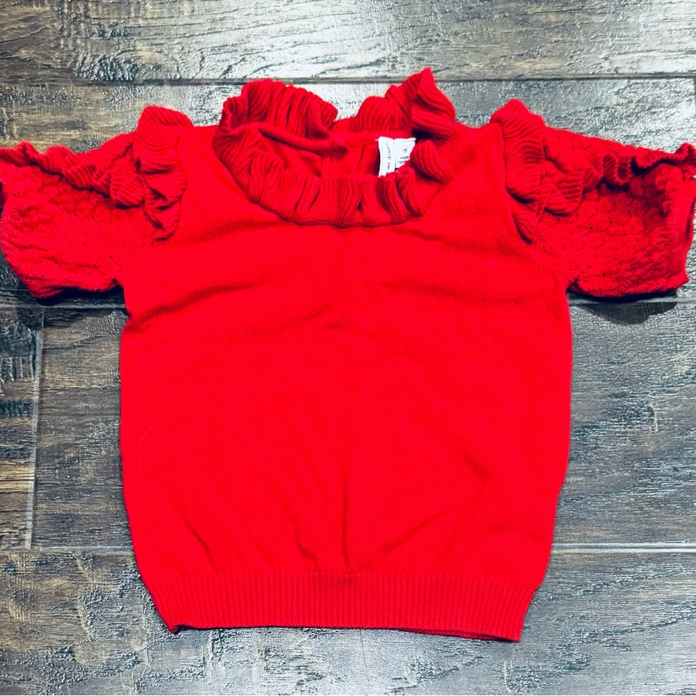 Janie and Jack Short Sleeve Red Sweater 2T